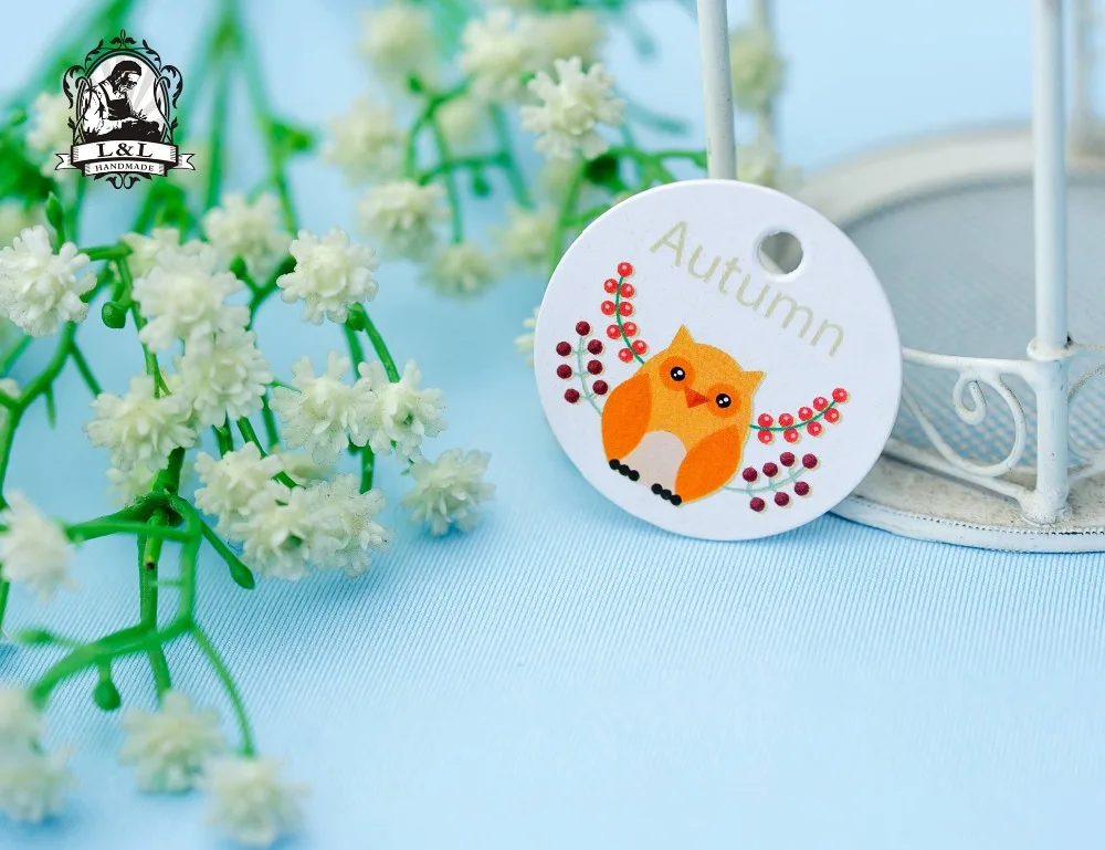 200 шт 3 5 см круглая крафт/белая бумага этикетка Осенняя детская Подарочная для
