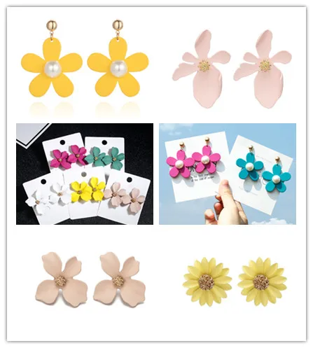 Милые серьги гвоздики в Корейском стиле с цветами для женщин новинка 2018 модные