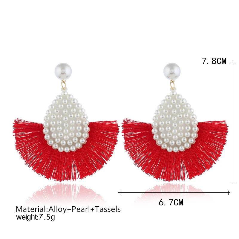 Face-Slim Simulated Pearl Tassel Long Earrings For 2019 Women Hand-Woven Rattan Retro Sector Star Popular Drop Jewelry | Украшения и
