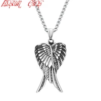 hiphoprock retro fashion angel wing pendants necklaces stainless steel pendant mens jewelry