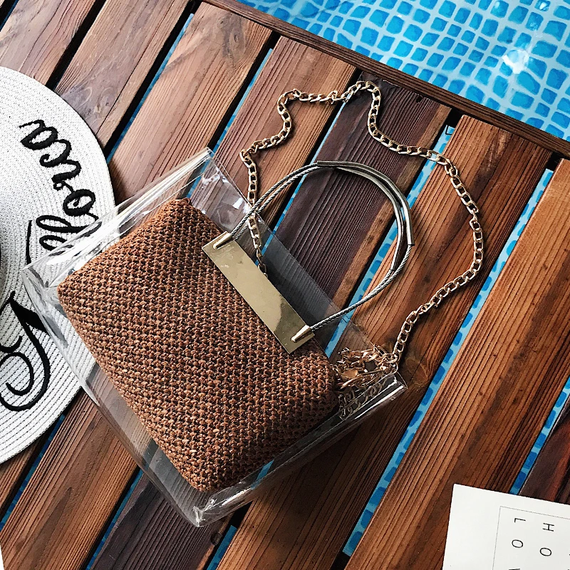 TekiEssica Летняя Пляжная сумка из ПВХ прозрачные сумки тоут голографические Золотая