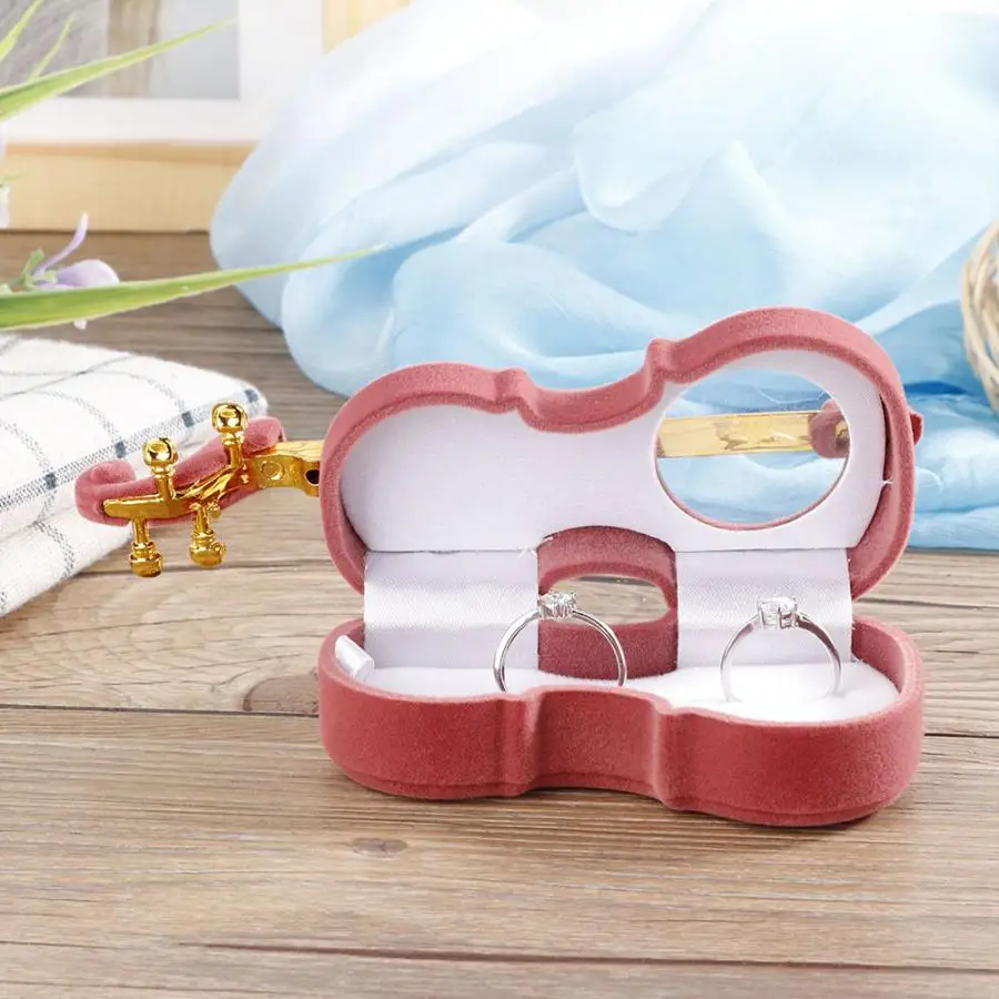 Ожерелье из фланелевой ткани Подарочная коробка с кольцом в форме скрипки для