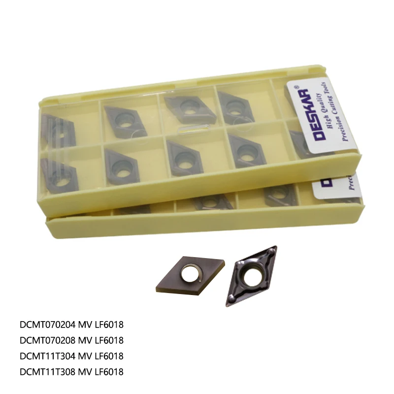 Резец токарный DESKAR DCMT070204-MV LF6018 DCMT070208 MV DCMT11T304 308 карбидные вставки подходят для нержавеющей стали