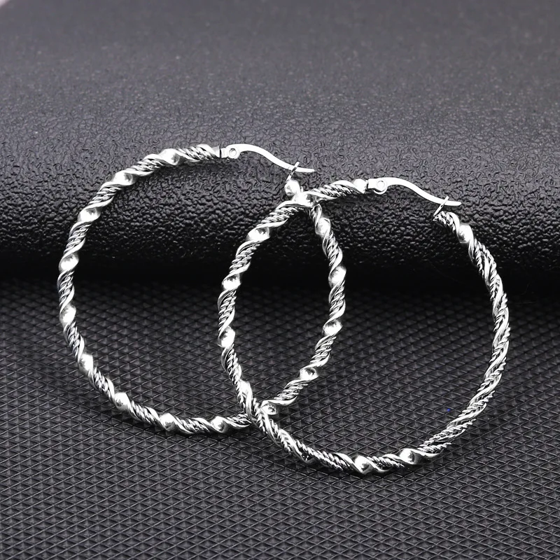 Silver Olowu, модные женские серьги-кольца из тианиевой стали, смешанные цвета: золото, серебро, индивидуальные большие круглые серьги, подарок, Прямая поставка - Окраска металла: Silver