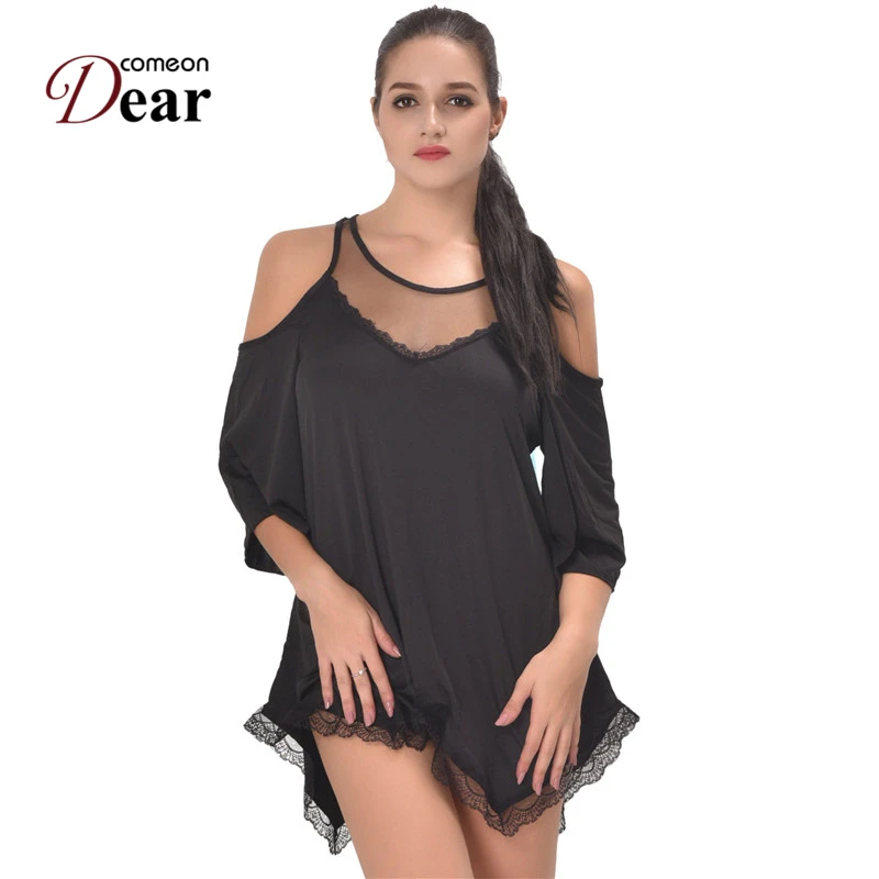 Comeondear Camisola, сексуальное женское белье размера плюс, ночная сорочка, женское платье, Camisones De Dormir Sexi RB80190, прозрачная ночная рубашка