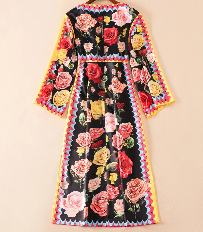 Женское винтажное длинное платье с цветочным 3D принтом повседневные платья