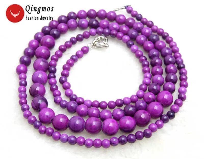 Qingmos Natural Coral Necklace for Women with Orange 4-7mm Round Sweater Fine Jewelry 33&quot Long nec6010 |