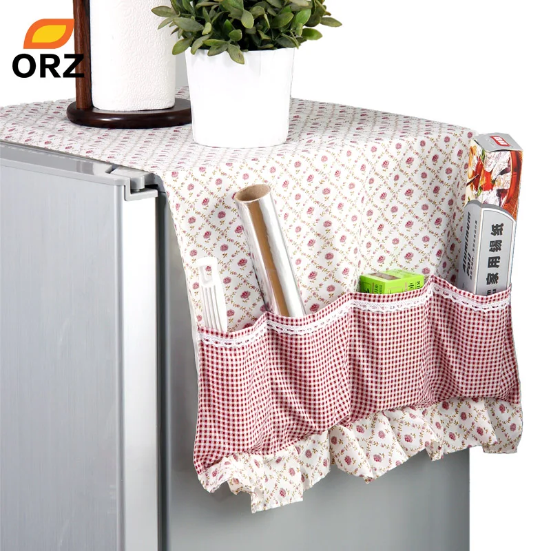 ORZ Practical Fridge Lattice Refrigerator Dust Proof Cover Muti-Functional Pouch Organizer Duster Cloth Kitchen Storage Holder | Дом и сад