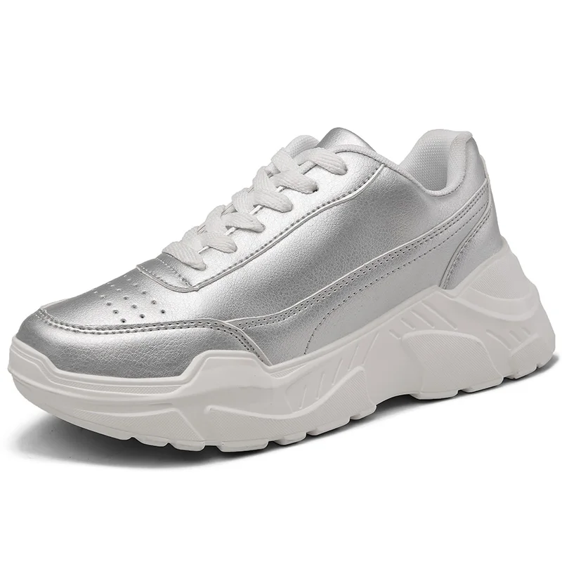 Женские Блестящие Кроссовки на толстой платформе радужные спортивные ботинки