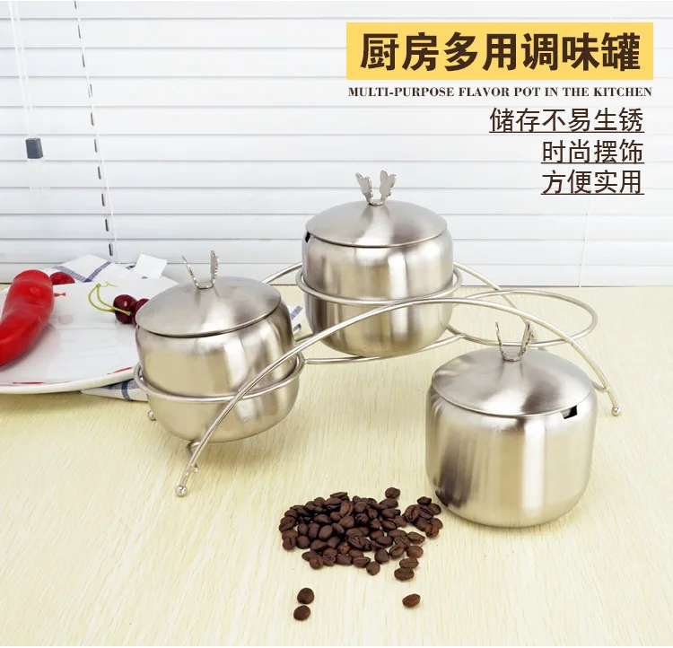 Y96 7 шт./компл. kitchensupplies appleshape Нержавеющая сталь приправа горшок Емкость для специй соль сахарница сервировочный jarspot ложки