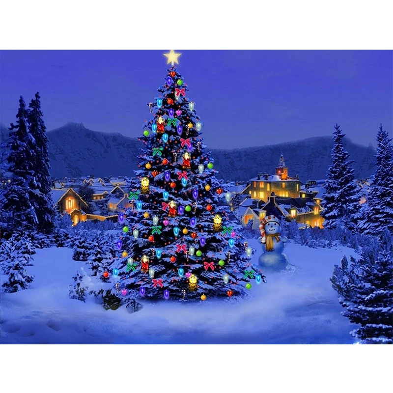 Алмазная 5d картина сделай сам вышивка крестиком Рождественская елка снеговик