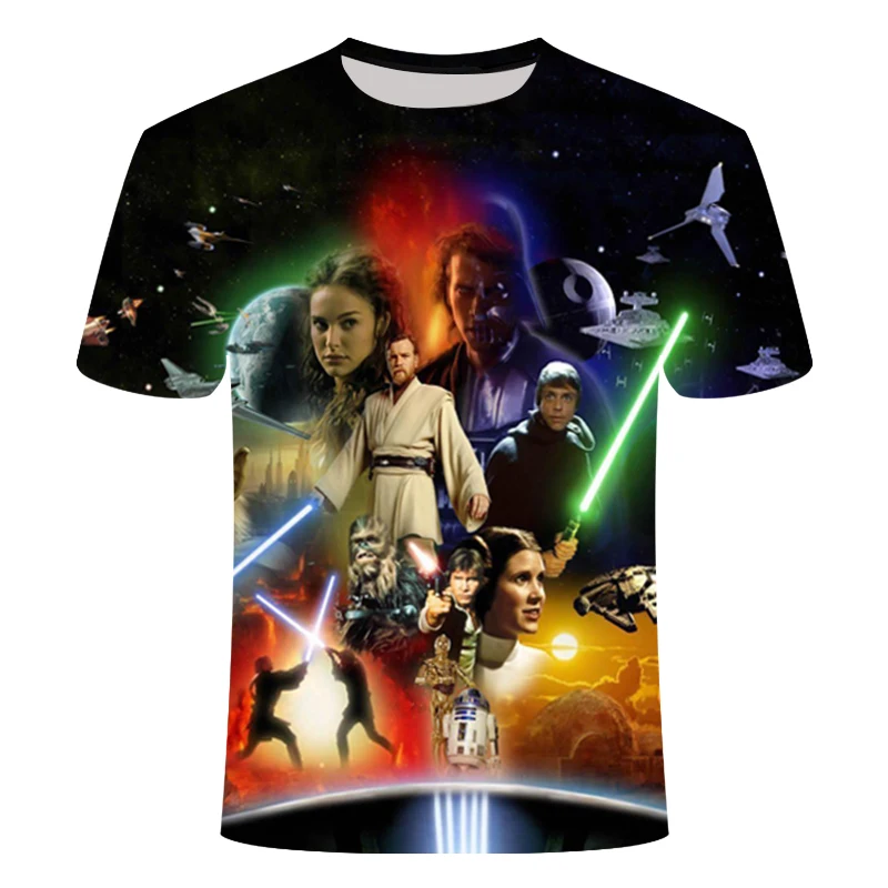 Новейшая футболка с 3D принтом Star Wars мужская и женская летняя коротким рукавом