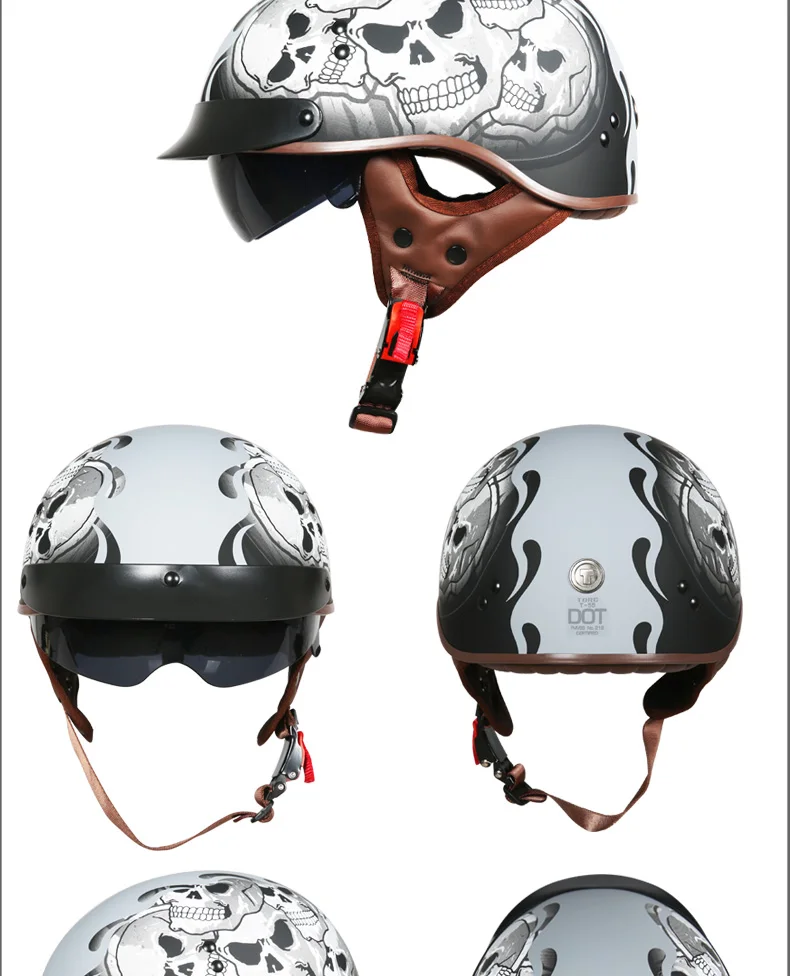 TORC T55 винтажный полушлем летний мото rcycle шлем Ретро скутер шлем Lucky 13 Cool Skull moto casco DOT утвержден capacete