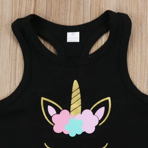 Дети маленьких для девочек с единорогом комплект одежды из 2 предметов футболка +