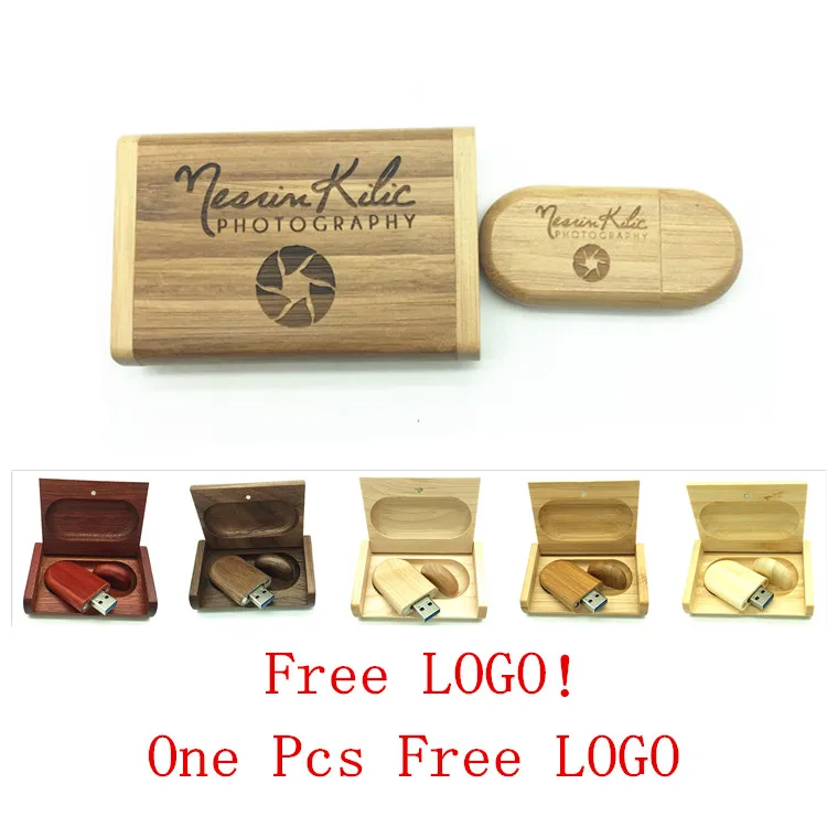 Один шт Бесплатный Логотип Деревянный usb + коробка флэш накопитель Флешка 4 ГБ 8 16 32
