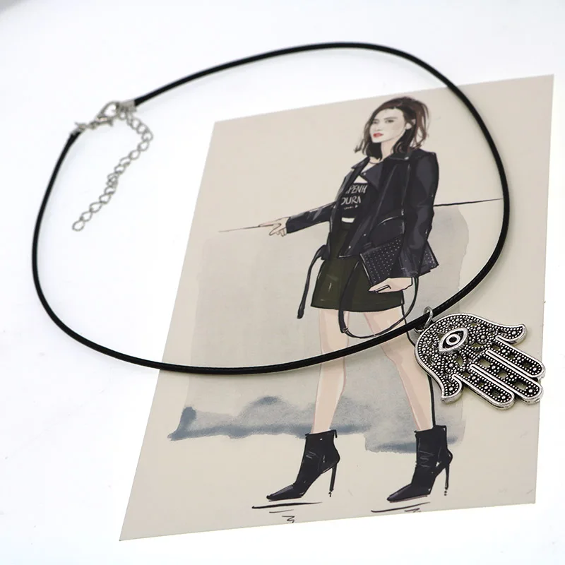 В богемном стиле винтаж &quotРука Фатимы&quot ожерелья с подвесками Женская обувь в