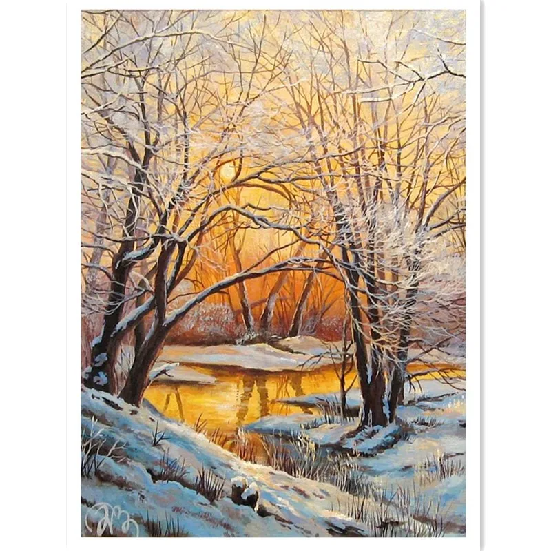 Картина маслом по номерам на зиму снег хризантемы розы цифровые картины