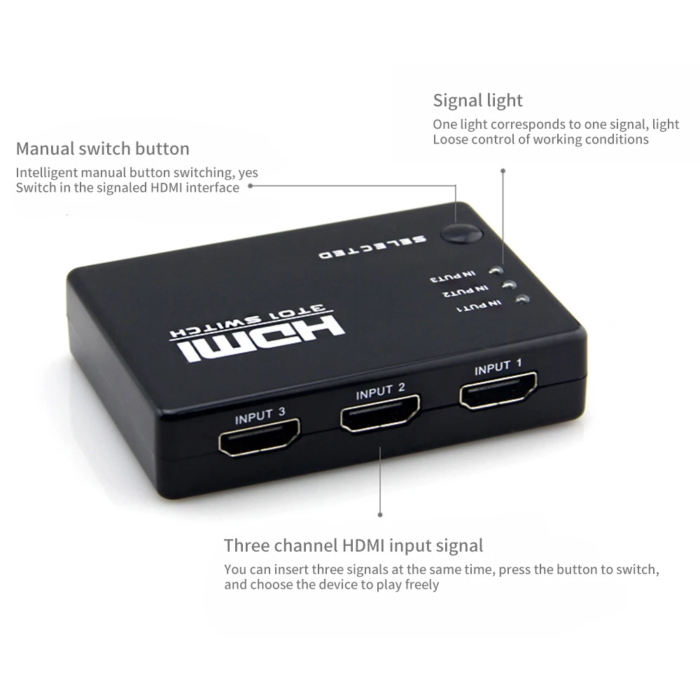 FDBRO Новый дистанционный HDMI коммутатор 3 в 1 выход порт переключатель сплиттер для