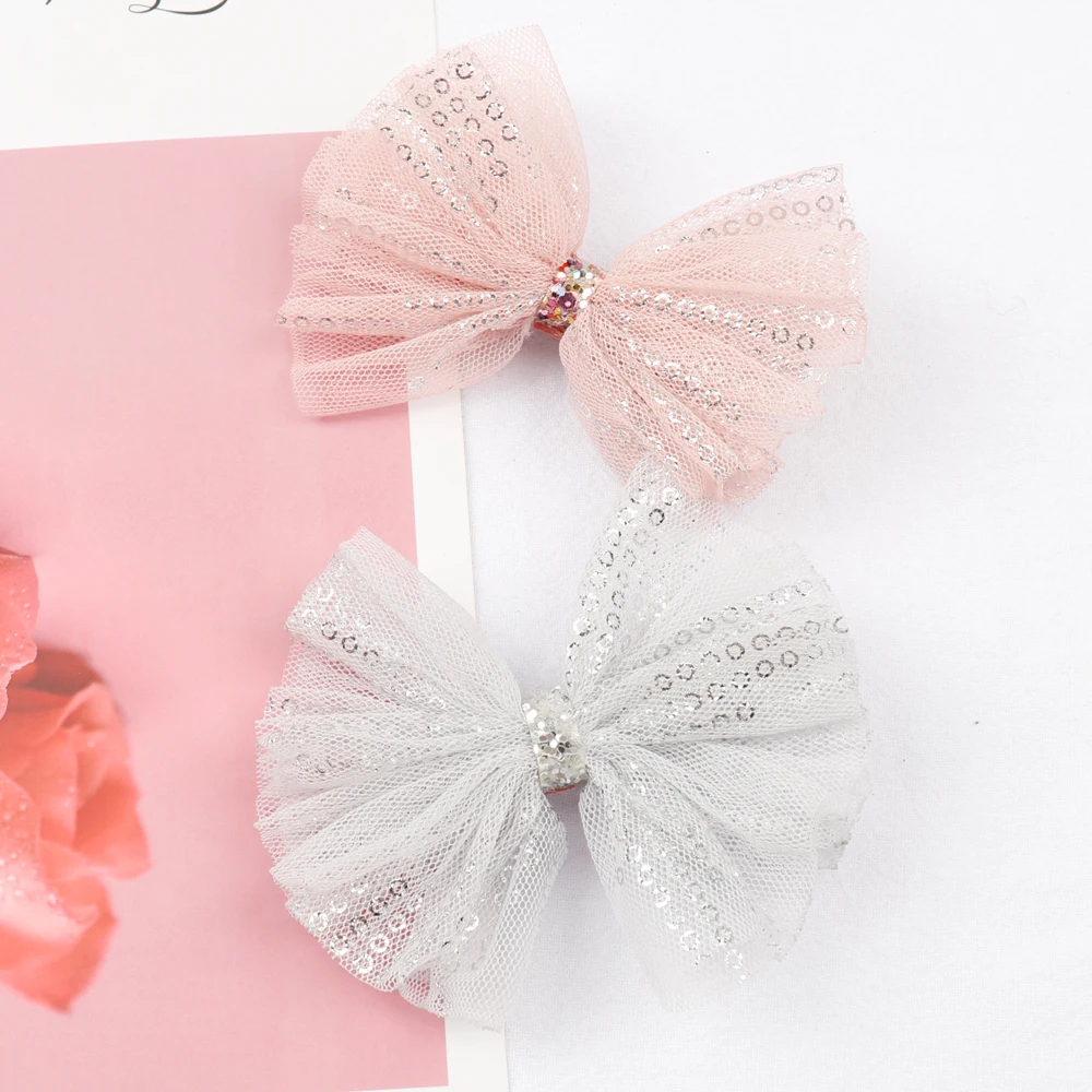 CN волос аксессуары и клипсы для девочек с пайетками из органзы кружевом банты