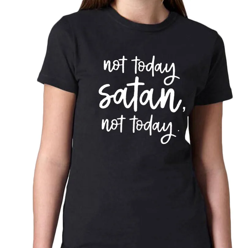 Не Сегодня Сатана не сегодня Футболка женская 2018 хипстер черная белая футболка