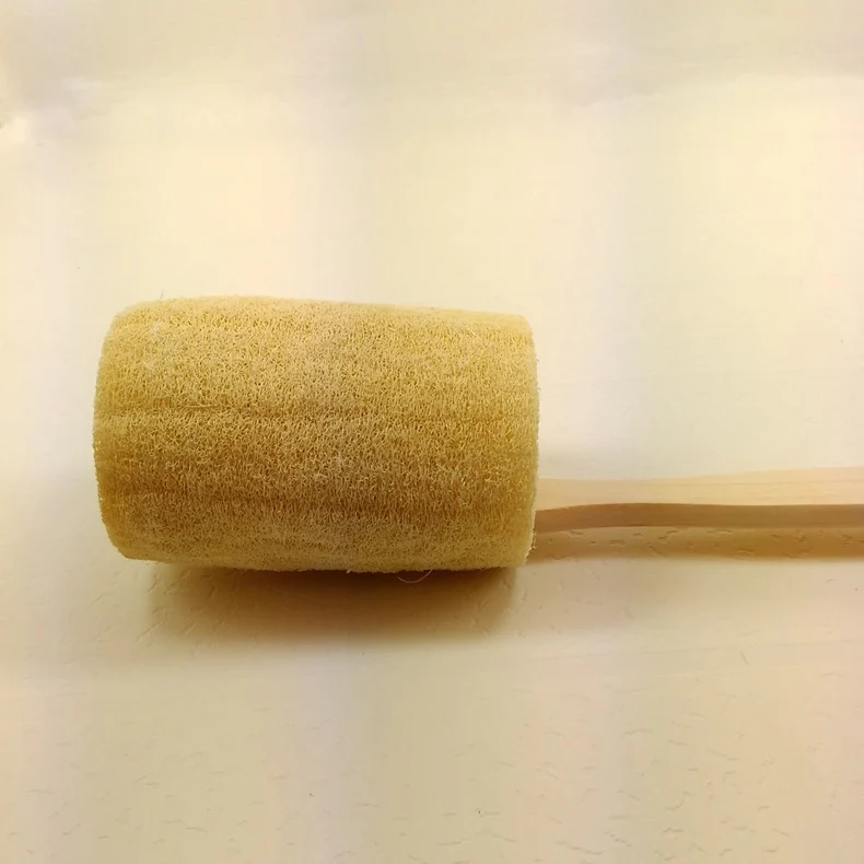 Горячая продажа деревянная ручка натуральная губка Loofah задняя скруббер щетка