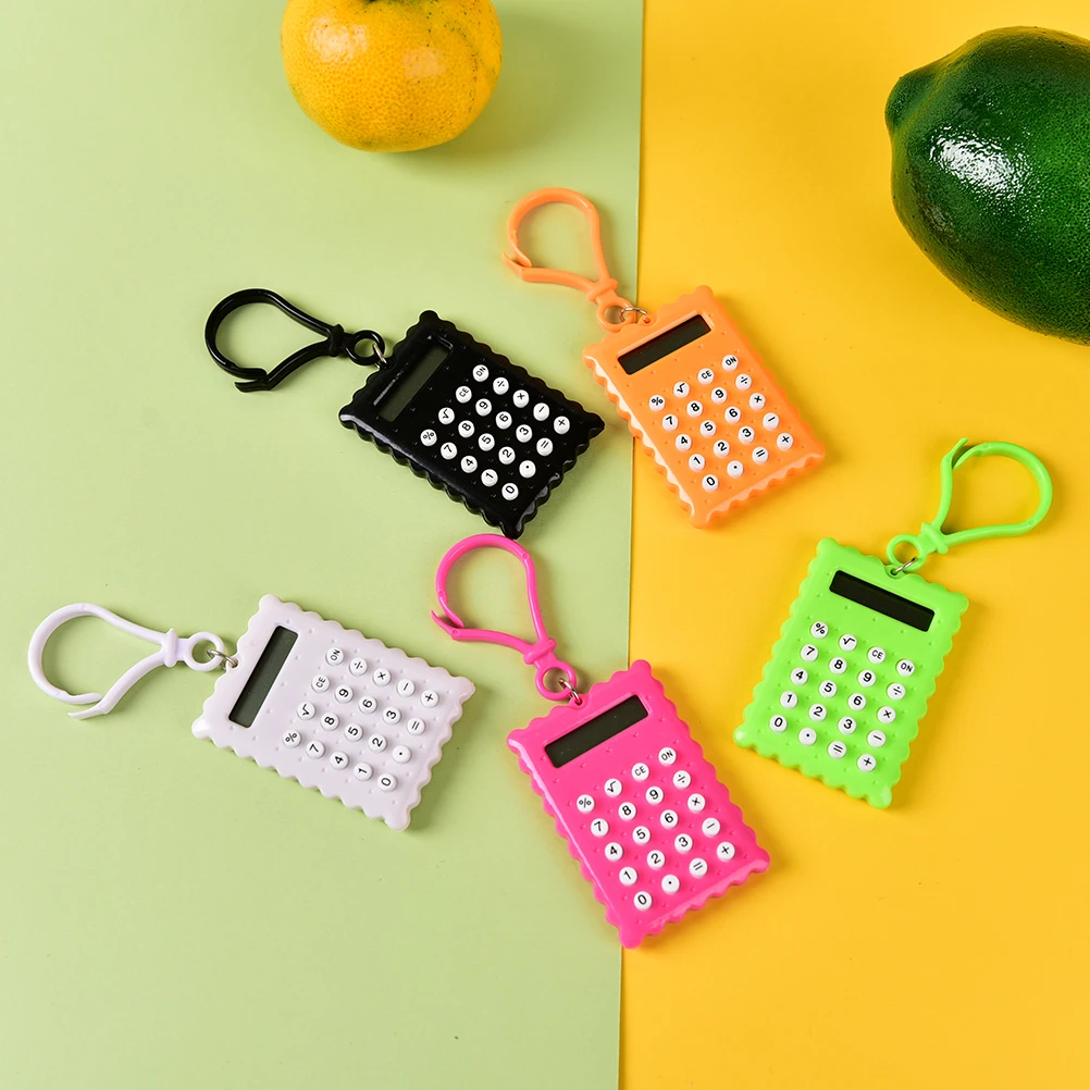 Пластиковый мини брелок калькулятор карманный тип монет на батареях маленький
