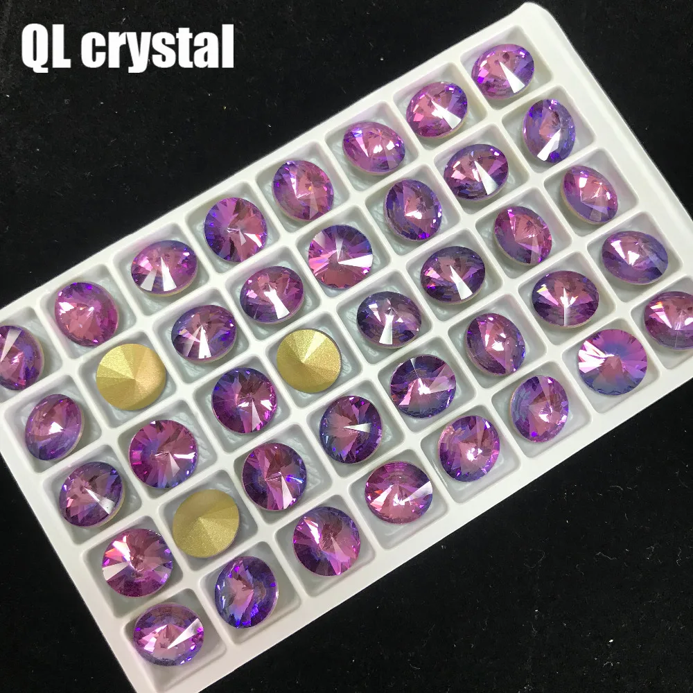 QL Crystal Tourmaline K9 Glass 12mm Round Pointback Fancy Stone for DIY garment bags shoes Jewelry accessory | Дом и сад