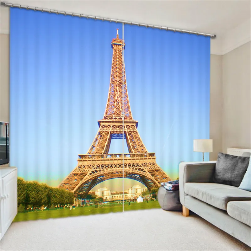 

3D Curtains Iron tower print Luxury Blackout Window Curtains For Living Room Bedroom Drapes cortinas Rideaux Customized size