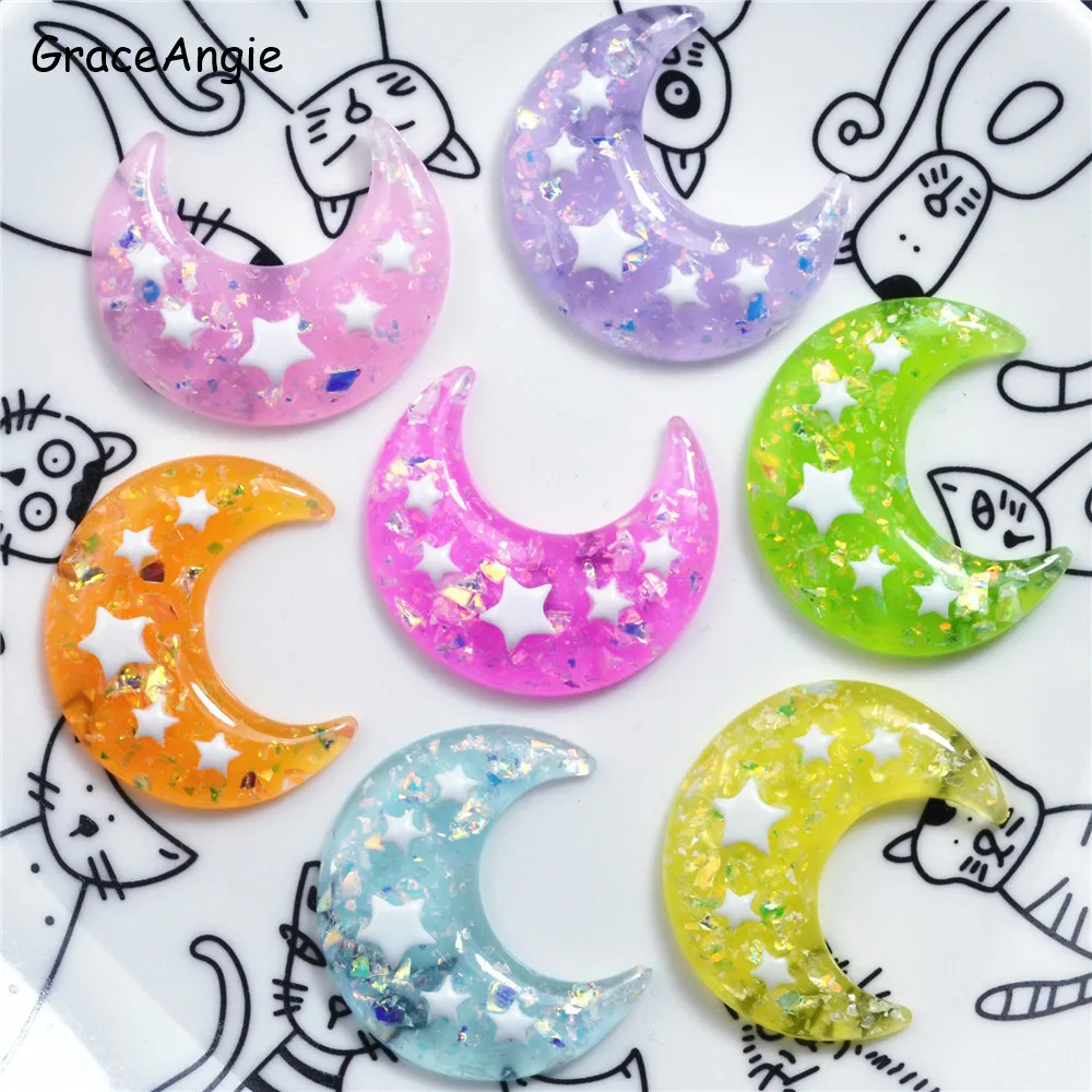 Аксессуары для волос из смолы 10 шт. украшения сделай сам блестящая луна звездочка