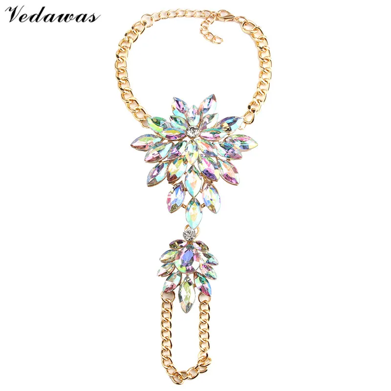 AB multicolor 1 Vedawas модные ювелирные изделия Горячие Разноцветные кристаллы стразы Boho ножной браслет металлический Макси-браслет цепочка для ног бусины Роскошные ножные браслеты XG2037 - Окраска металла: AB multicolor 1
