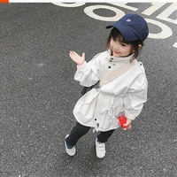 2021 spring new arrival children windbreaker jacket 2 7yrs kids girl solid color long trench coat girls outwear toddler clothing