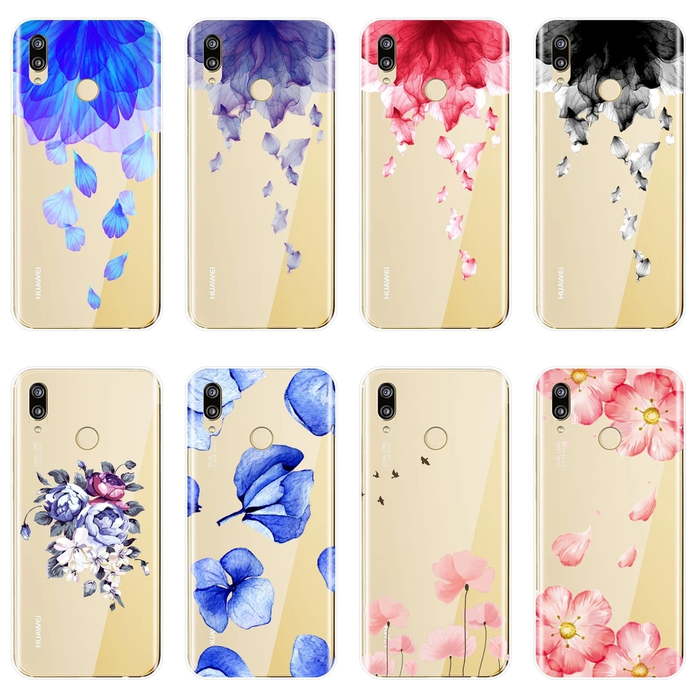 Розовый цветочный чехол для телефона Huawei P20 Lite Pro P9 P10 Plus P Smart мягкий силиконовый