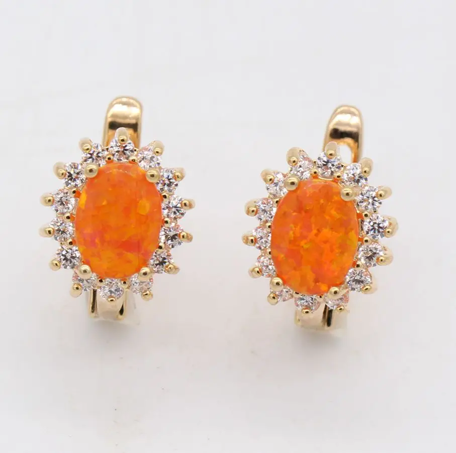 JINYAO серьги с опалом 925 серебро, позолоченные - Окраска металла: orange