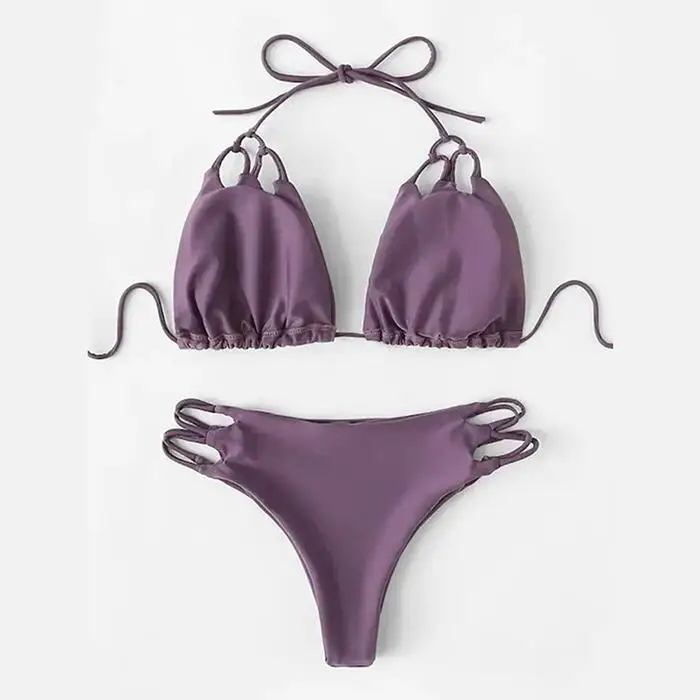 Женский сплошной Холтер без рукавов полый из двух частей одежда для плавания