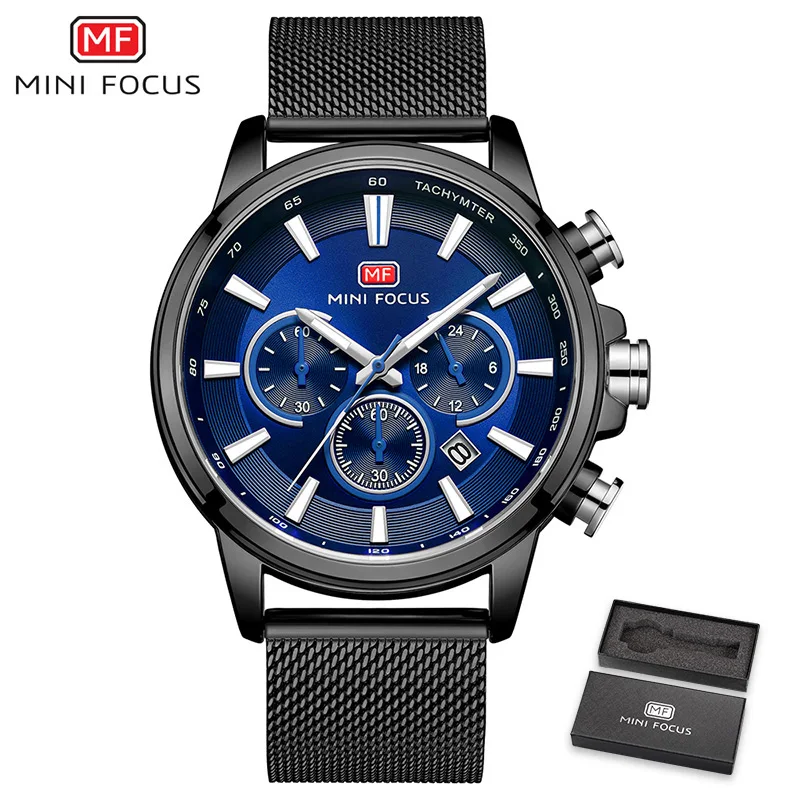 MINIFOCUS, мужские часы из нержавеющей стали, 24 часа, светящиеся стрелки, модные роскошные часы, Лидирующий бренд, водонепроницаемые спортивные кварцевые наручные часы - Цвет: 04