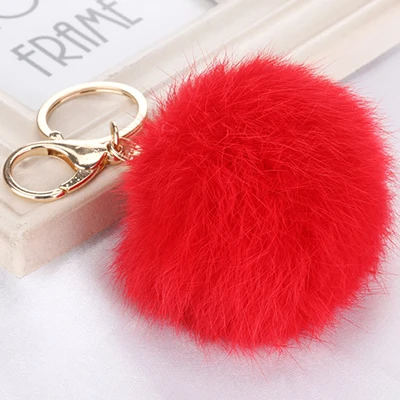 XIAOJINGLING модный Кролик Мех брелок-помпон сумочка кулон очаровательный красный Hairball брелок для девочек женские ювелирные изделия вечерние подарки - Цвет: AS PICTURE