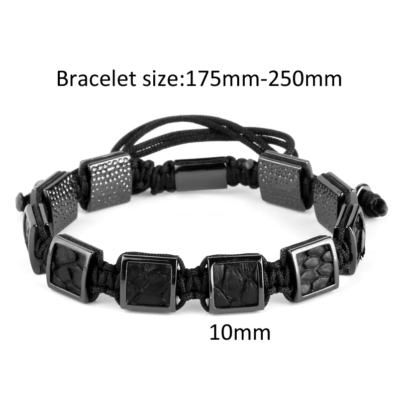 Мужской браслет ювелирные изделия из змеиной кожи Квадратные бусины амулеты