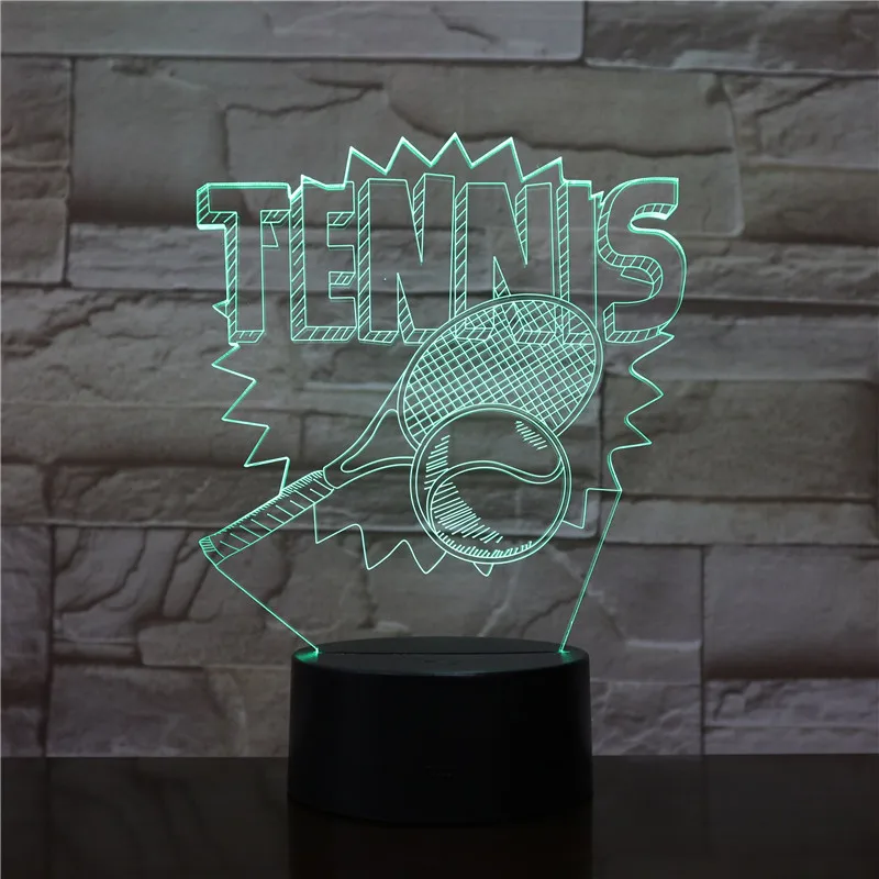

3D Tennis Modelling Night Light 7 Colors Changing USB Table Lamp Tennis Fans LED Home Decor Sleep Luminaria Light Fixture Gifts