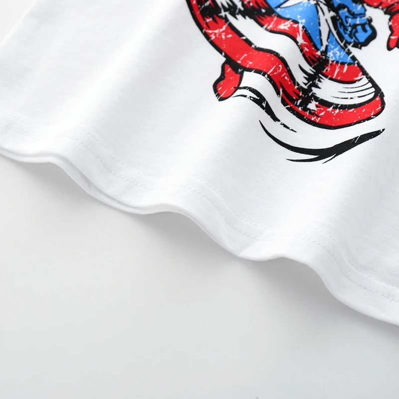 

Captain America Kids Boys Short Sleeve T Shirts Cotton Tee Shirt Summer White Tops Children Clothing 2-6year