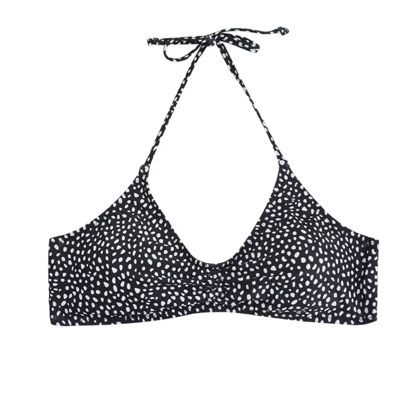 Женский топ бикини с эффектом пуш-ап однотонный купальник лямкой на шее Пляжная