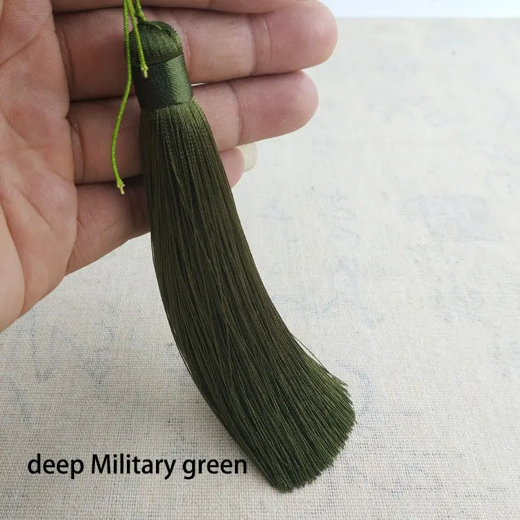 deep Military green 12 шт./лот, 12 см, кисточки с подвесным кольцом, шелковые кисточки для шитья, декоративные кисточки для штор, украшения дома - Цвет: deep Military green