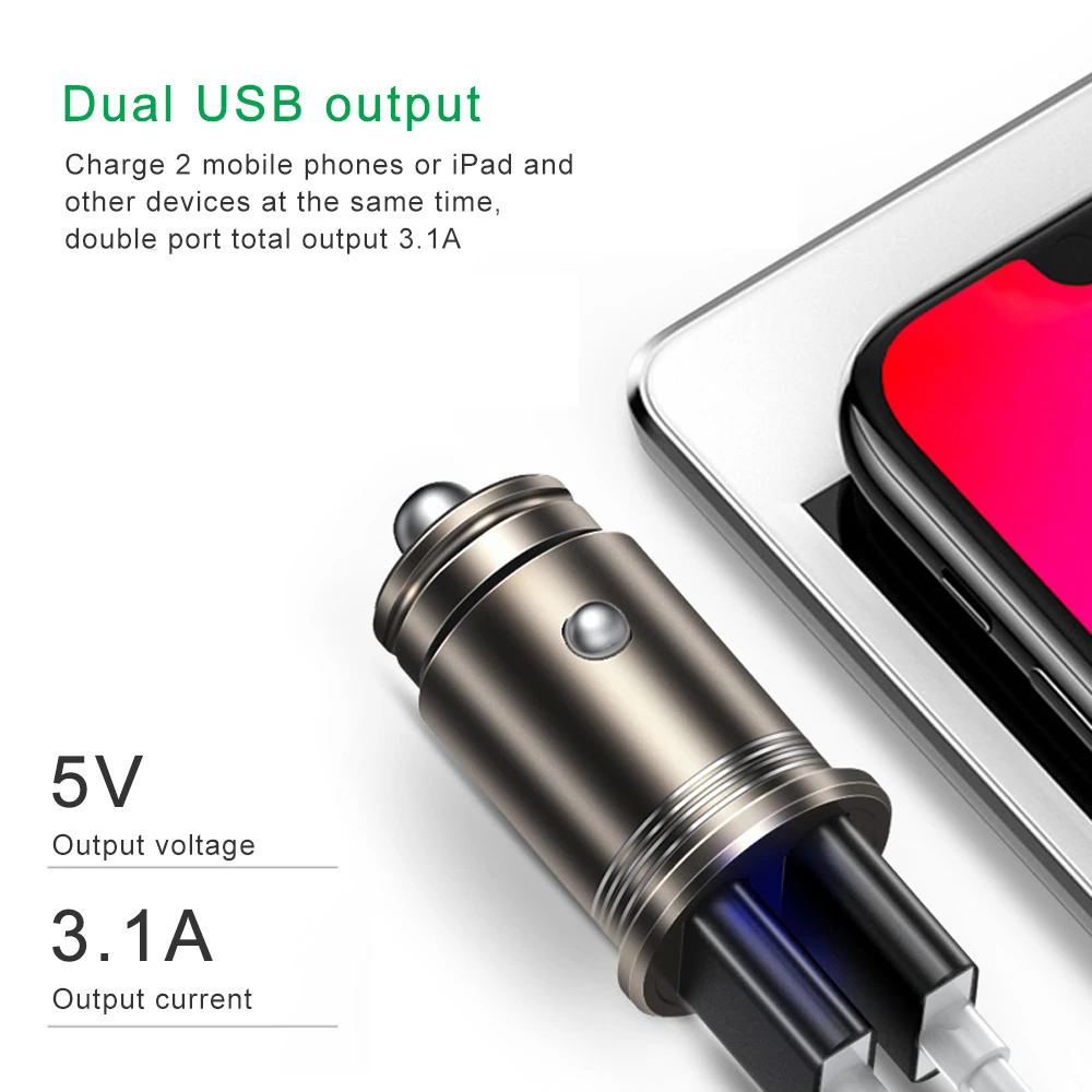 Металлическая Быстрая зарядка с двумя USB портами 5 В 3 1 а для iPhone X 8 XS MAX 7 Xiaomi