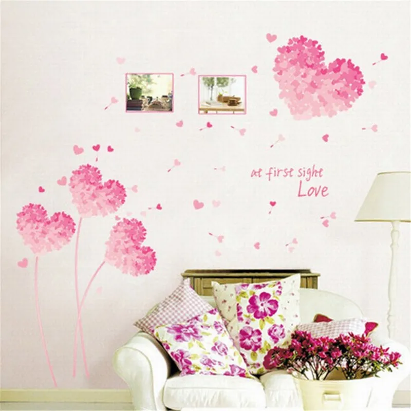 Любовь Сердце цветок DIY Виниловая наклейка для спальни гостиной домашний декор