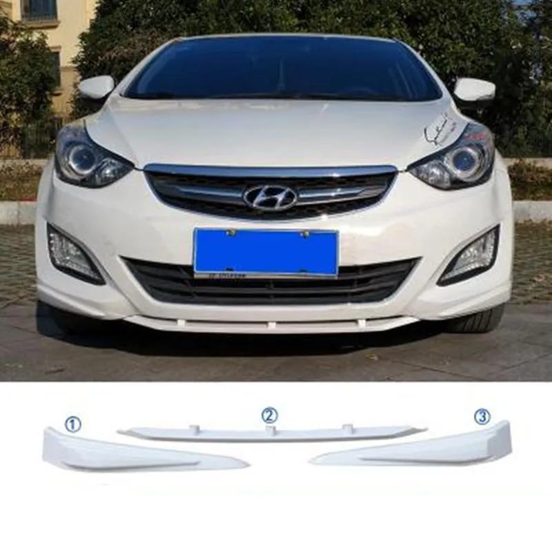 Использование для hyundai Elantra Avante бампер губы 2012- Комплект кузова спойлер спортивные аксессуары защита переднего и заднего бампера - Цвет: Front 3pcs White