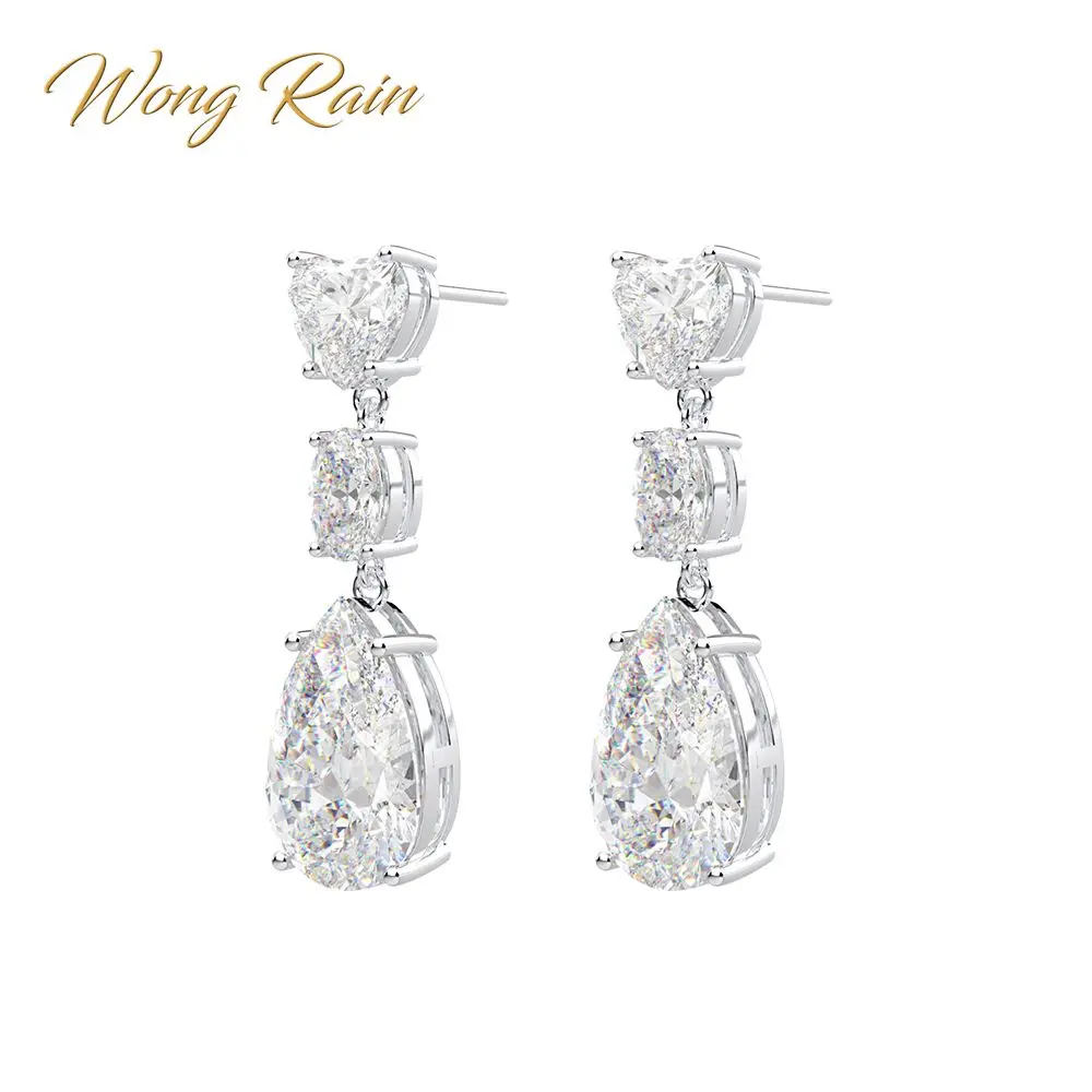 Wong Rain 925 серебро искусственный Муассанит сапфир драгоценный камень цитрин