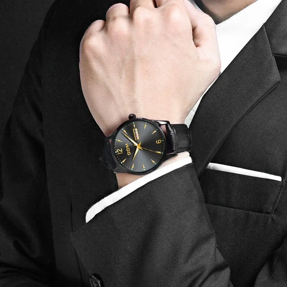 DOM мужские модные спортивные часы кварцевые с календарем повседневные