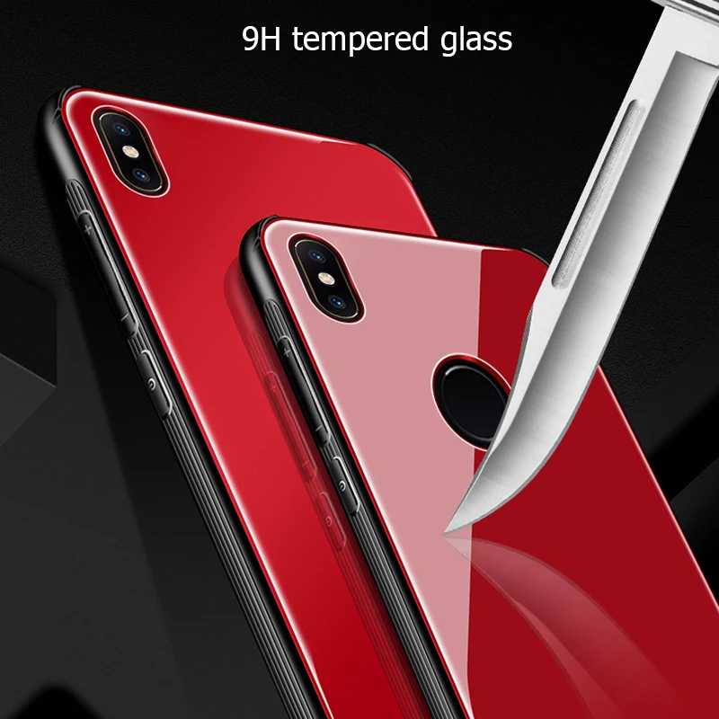 MAKAVO для Xiaomi Mi Mix 2s Роскошный чехол из закаленного стекла задней панели телефона