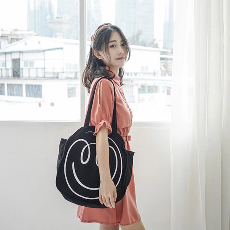 EXCELSIOR 2018 Холст сумка Для женщин Курьерские сумки смайлик печати Сумки Bolsos Bolsas Sac