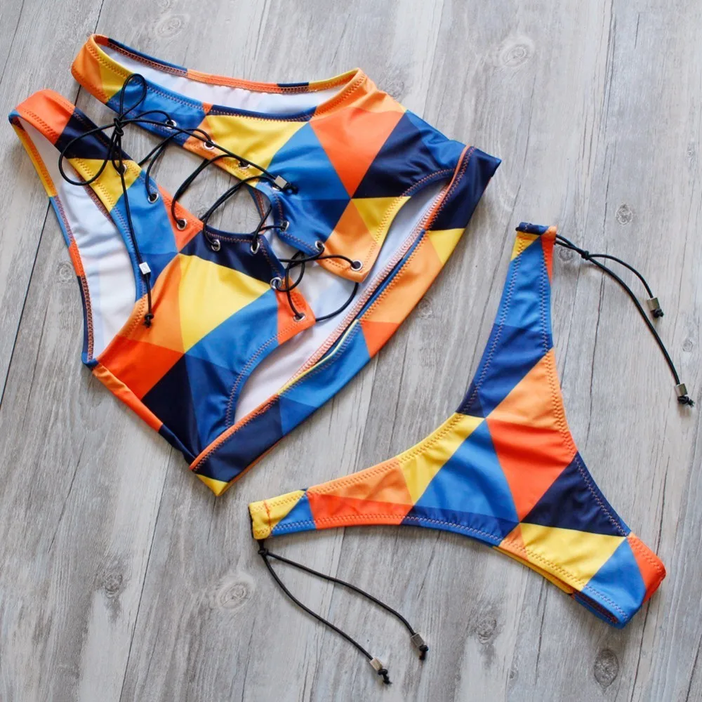 Купальник бикини с фруктовым принтом 2018 женский сексуальный бразильский