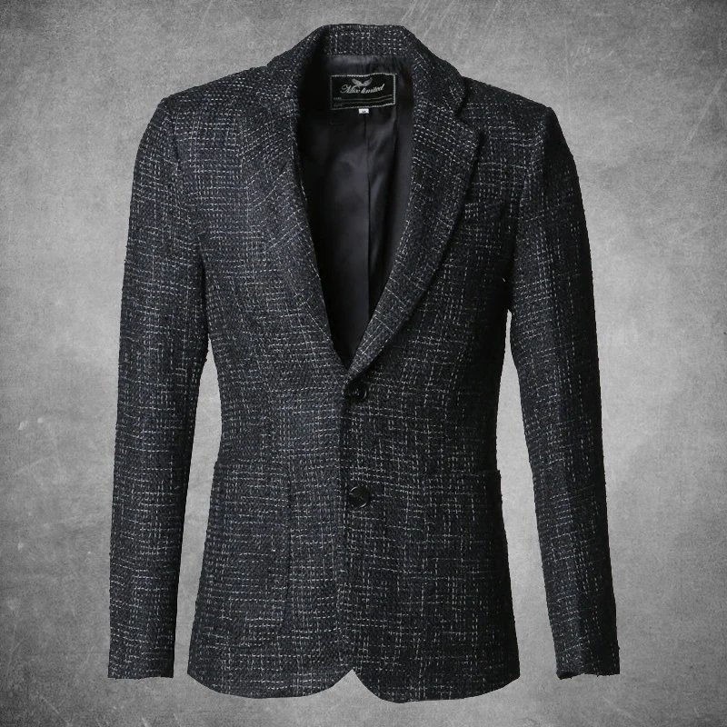 Весенний цвет плотная ткань мужской костюм Тонкий Повседневный куртка F274 Темный